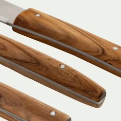 Couteau De Cuisine*alinea Lot de 3 couteaux avec lame en inox et manche en bois d'olivier Bois foncé