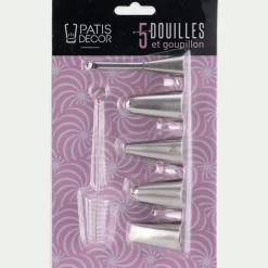 Ustensile Pour Pâtisserie*alinea Lot de 5 douilles en inox avec goupillon - Argenté