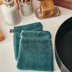 Gant De Toilette*alinea Lot de 2 gants de toilette bouclette en coton - Vert