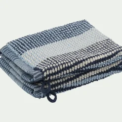 Gant De Toilette*alinea Lot de 2 gants de toilette bouclette jacquard en coton - Bleu