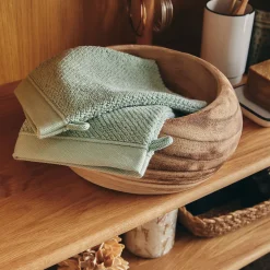 Gant De Toilette*alinea Lot de 2 gants de toilette en bouclettes de coton bio 16x21cm - olivier Vert