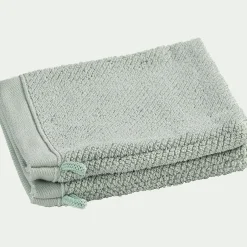 Gant De Toilette*alinea Lot de 2 gants de toilette en bouclettes de coton bio 16x21cm - olivier Vert