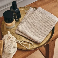 Gant De Toilette*alinea Lot de 2 gants de toilette en bouclettes de coton bio - alpilles 16x21cm Beige