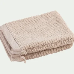 Gant De Toilette*alinea Lot de 2 gants de toilette en bouclettes de coton bio - alpilles 16x21cm Beige