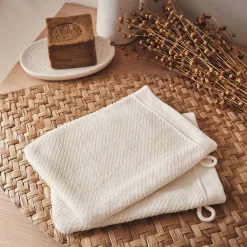 Gant De Toilette*alinea Lot de 2 gants de toilette en bouclette de coton bio - ventoux 16x21cm Blanc