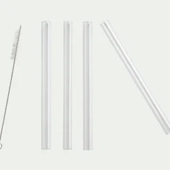 Accessoire Vin*alinea Lot de 4 pailles à bubble tea en verre