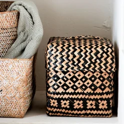 Accessoire De Salle De Bain|Panier*alinea Lot de 2 paniers en jonc de mer - Noir