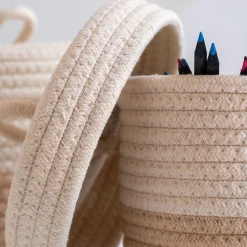 Matelas Enfant|Panier*alinea Lot de 2 paniers ronds en tissu - beige