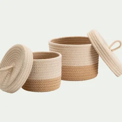 Matelas Enfant|Panier*alinea Lot de 2 paniers ronds en tissu - beige