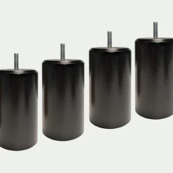Pied De Sommier*alinea Lot de 4 pieds de sommier cylindrique H12cm - Noir