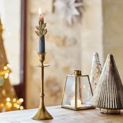 Décoration De La Table De Noël|Bougie Et Photophore De Noël*alinea Lot de 2 pins feuille pour bougie - Doré