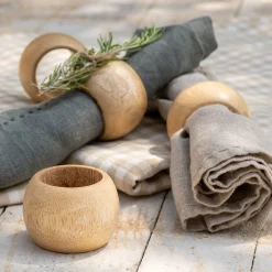 Serviette De Table|Décoration De La Table De Noël*alinea Lot de 4 ronds de serviette en bois de manguier - Naturel