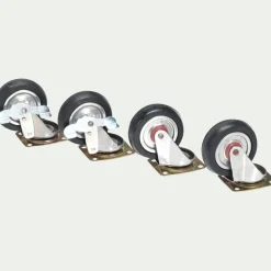 Rangement À Composer*alinea Lot de 4 roulettes en acier - gris métallisé Noir