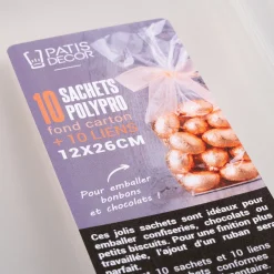 Ustensile De Cuisine*alinea Lot de 10 sachets 12x26cm à fond carton argent - Transparent