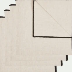 Serviette De Table*alinea Lot de 4 serviettes de table brodées en coton - 41x41cm Beige