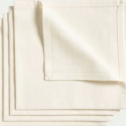 Serviette De Table|Nappe Et Serviette De Noël*alinea Lot de 4 serviettes de table en coton 41x41cm - écru Blanc