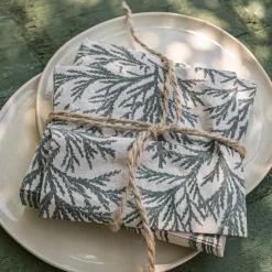 Serviette De Table|Décoration De La Table De Noël*alinea Lot de 20 serviettes en papier motif cyprès 33x33cm - alpilles Beige