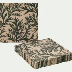 Serviette De Table|Décoration De La Table De Noël*alinea Lot de 20 serviettes en papier motif cyprès 33x33cm - alpilles Beige