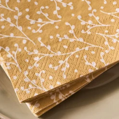Serviette De Table|Décoration De La Table De Noël*alinea Lot de 20 serviettes en papier motif baies 33x33cm - Jaune