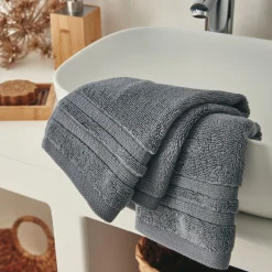 Serviette Invité*alinea Lot de 2 serviettes invité bouclette en coton - anthracite 30x50cm Gris