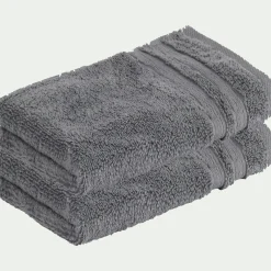 Serviette Invité*alinea Lot de 2 serviettes invité bouclette en coton - anthracite 30x50cm Gris