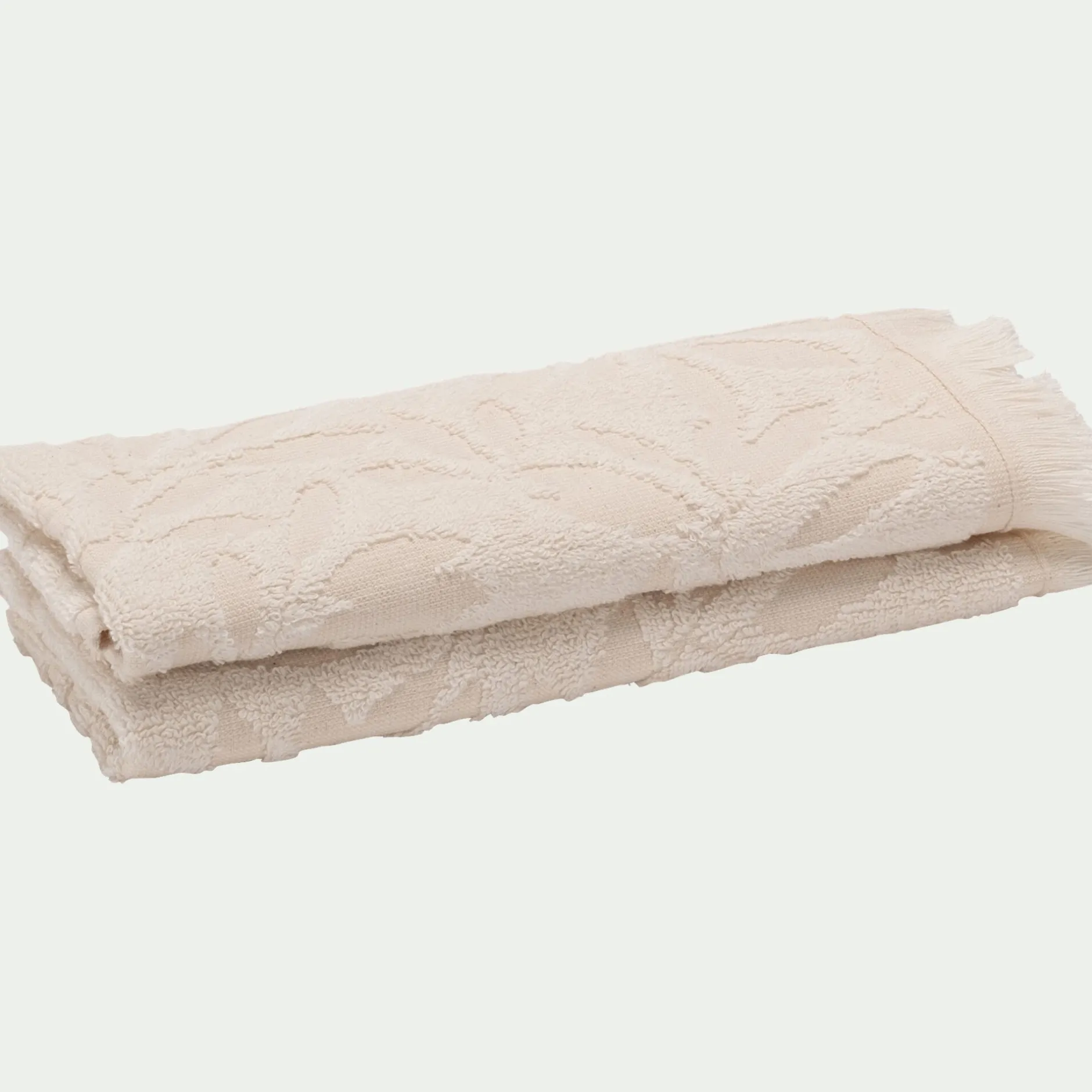 Serviette Invité*alinea Lot de 2 serviettes invités en coton motif floral 30x50cm - Blanc écru