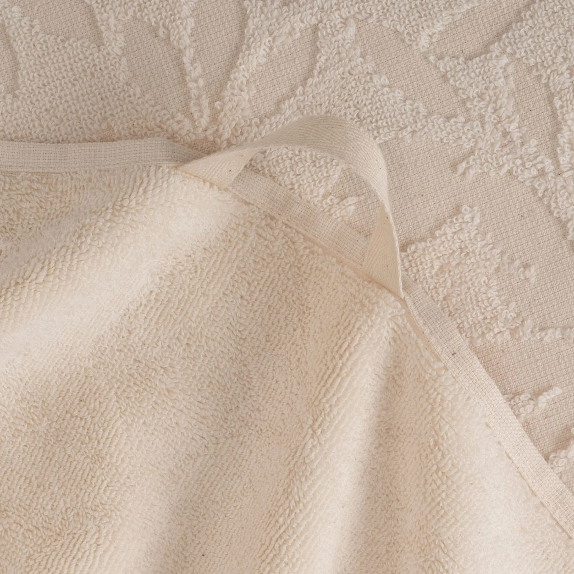 Serviette Invité*alinea Lot de 2 serviettes invités en coton motif floral 30x50cm - Blanc écru