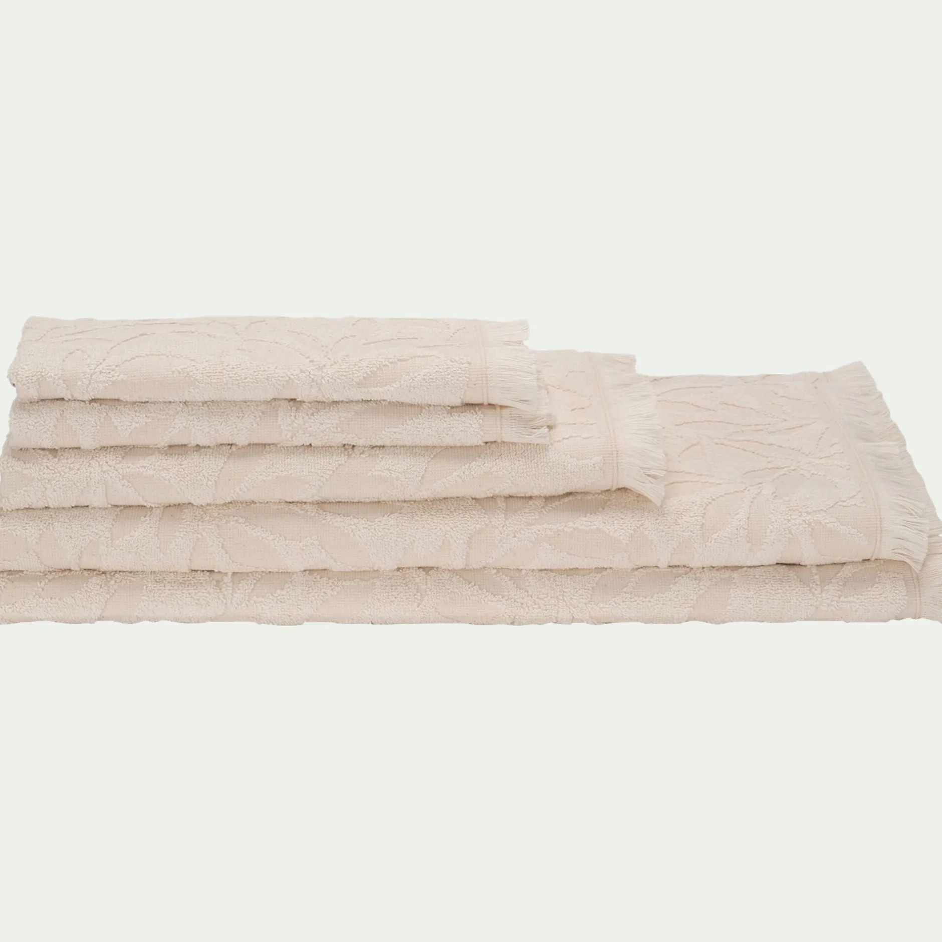 Serviette Invité*alinea Lot de 2 serviettes invités en coton motif floral 30x50cm - Blanc écru