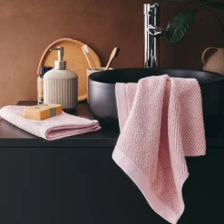 Serviette Invité*alinea Lot de 2 serviettes invités en bouclettes de coton bio - rosa 30x50cm Rose