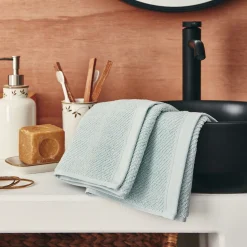 Serviette Invité*alinea Lot de 2 serviettes invités en bouclettes de coton bio - 30x50cm Bleu