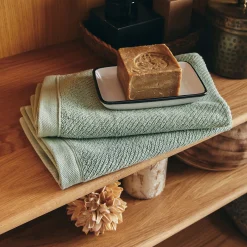 Serviette Invité*alinea Lot de 2 serviettes invités en bouclettes de coton bio 30x50cm - olivier Vert