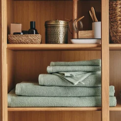 Serviette Invité*alinea Lot de 2 serviettes invités en bouclettes de coton bio 30x50cm - olivier Vert