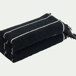 Serviette Invité*alinea Lot de 2 serviettes invités rayée en coton 30x50cm - Noir