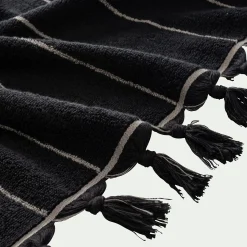 Serviette Invité*alinea Lot de 2 serviettes invités rayée en coton 30x50cm - Noir