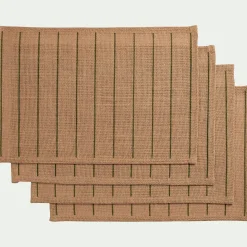 Set De Table*alinea Lot de 4 sets de table à rayures en jute 30x45cm - Vert
