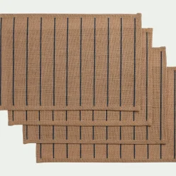 Set De Table*alinea Lot de 4 sets de table à rayures en jute 30x45cm - Bleu