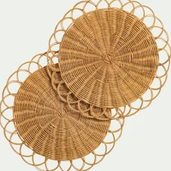 Set De Table*alinea Lot de 2 sets de table ronds en rotin D38cm - Naturel