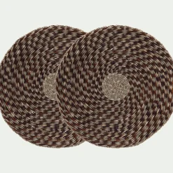 Set De Table*alinea Lot de 2 sets de table ronds en jonc de mer D36cm - brun alep Marron