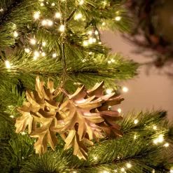 Suspension De Noël*alinea Lot de 4 suspensions de Noël feuille de houx en fer H15cm - Doré