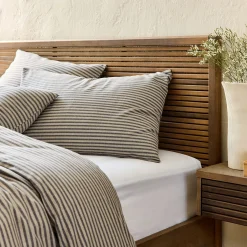 Taie D'Oreiller*alinea Lot de 2 taies d'oreiller à rayures en flanelle de coton 50x70cm - Gris