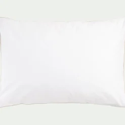 Taie D'Oreiller*alinea Lot de 2 taies d'oreiller en percale de coton 50x70cml avec liseré tressé beige alpilles - Blanc