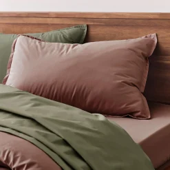 Taie D'Oreiller*alinea Lot de 2 taies d'oreiller en percale de coton - brun rhassoul 50x70cm Marron