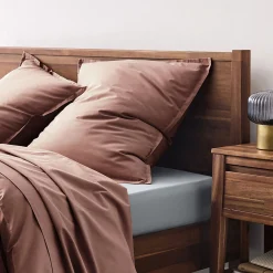 Taie D'Oreiller*alinea Lot de 2 taies d'oreiller en percale de coton - brun rhassoul 65x65cm Marron