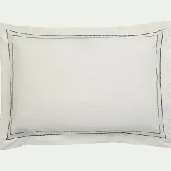 Taie D'Oreiller*alinea Lot de 2 taies d'oreiller en coton brodé 65x65cm - Blanc