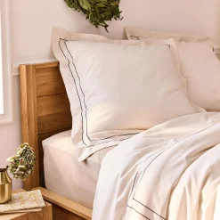 Taie D'Oreiller*alinea Lot de 2 taies d'oreiller en coton brodé 65x65cm - Blanc