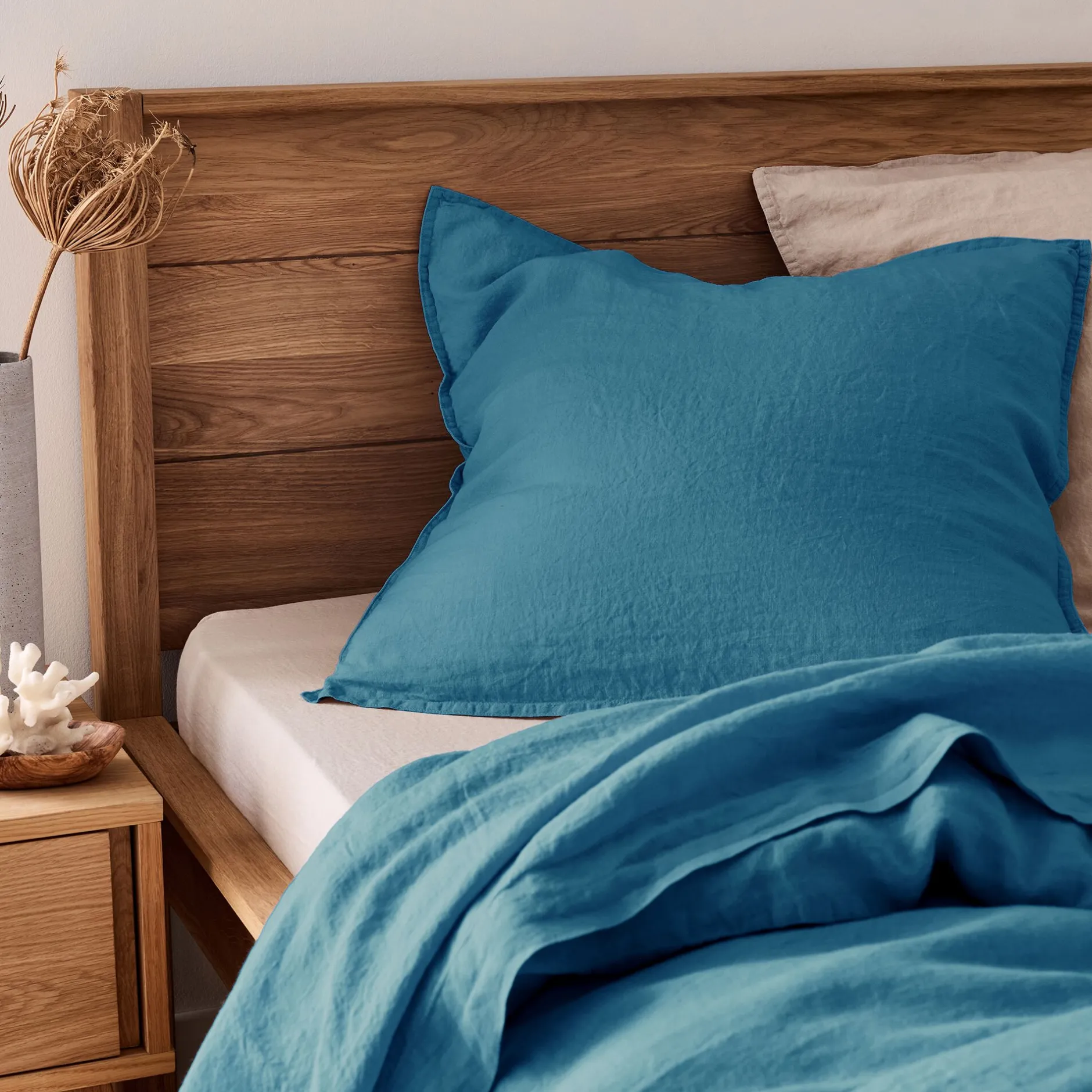 Taie D'Oreiller*alinea Lot de 2 taies d'oreiller en lin lavé 65x65cm - figuerolles Bleu