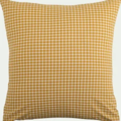 Taie D'Oreiller*alinea Lot de 2 taies d'oreiller en coton motif carreaux 63x63cm - Jaune