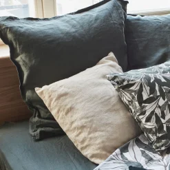 Taie D'Oreiller*alinea Lot de 2 taies d'oreiller en lin lavé - cèdre 65x65cm Vert