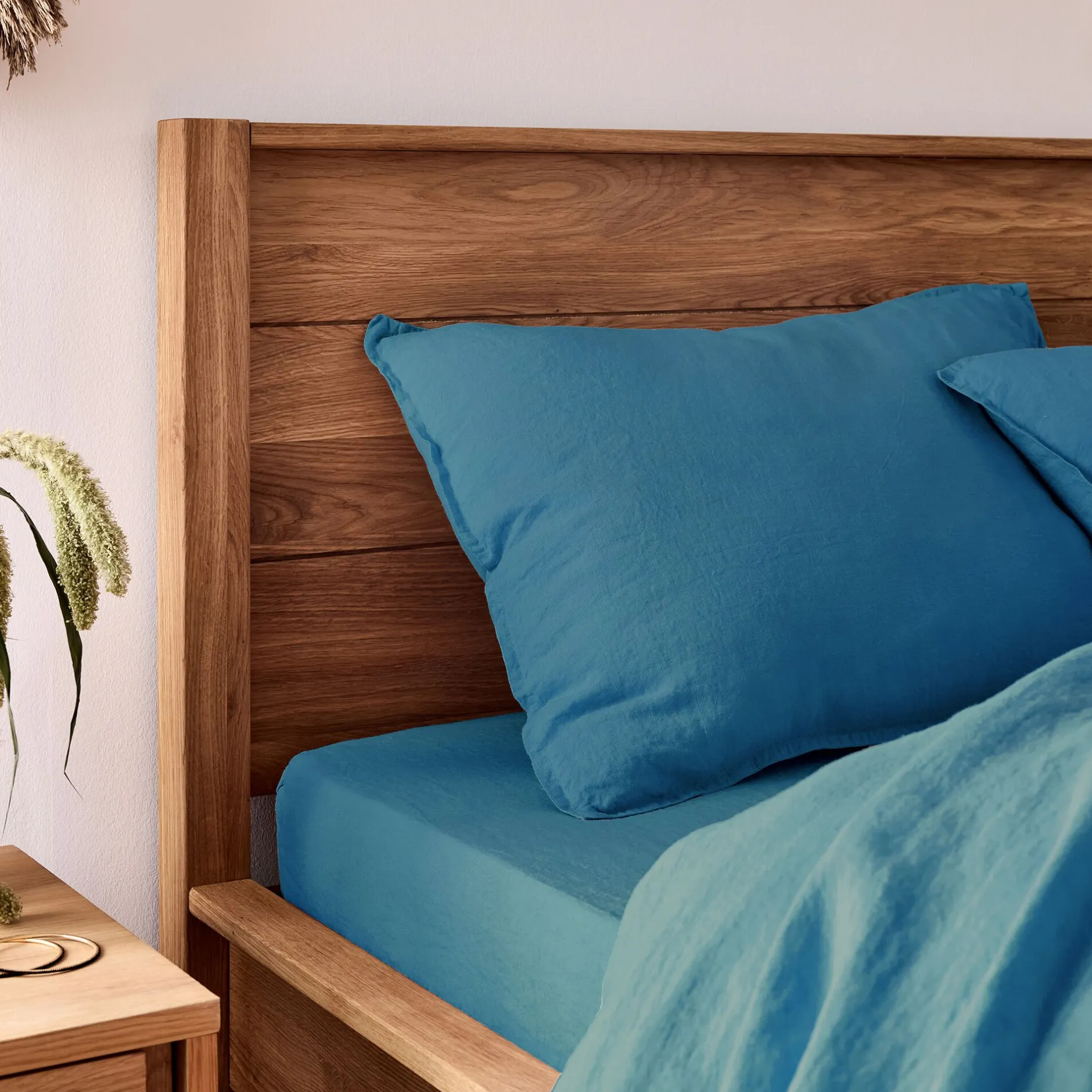 Taie D'Oreiller*alinea Lot de 2 taies d'oreiller en lin lavé 50x70cm - figuerolles Bleu