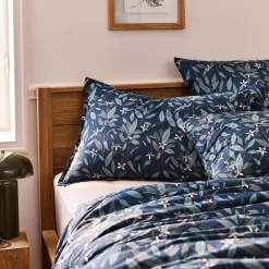 Taie D'Oreiller*alinea Lot de 2 taies d'oreiller fleurs d'oranger en percale de coton 50x70cm - Bleu